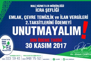 EMLAK VE ÇEVRE TEMİZLİK VERGİSİN 2.TAKSİT İÇİN SON ÖDEME 30 KASIM!.. – 380